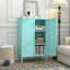 Armoire de rangement en métal, armoire d'appoint à 2 portes, armoire avec tablettes réglables, armoires-vestiaires avec pieds pour le salon, garde-manger, bureau, bleu