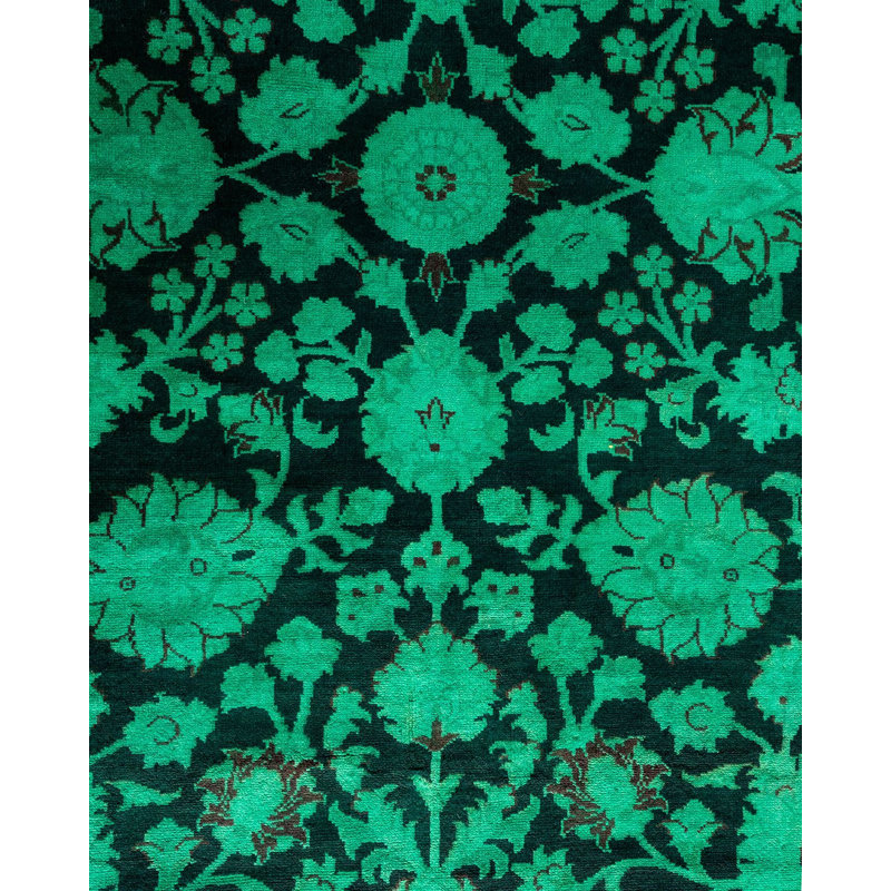 Tapis noué à la main unique en son genre Holsworth - vert