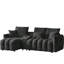91,7 po moderne avec console, porte-gobelet, tissu noir pour support de salon et rangement,