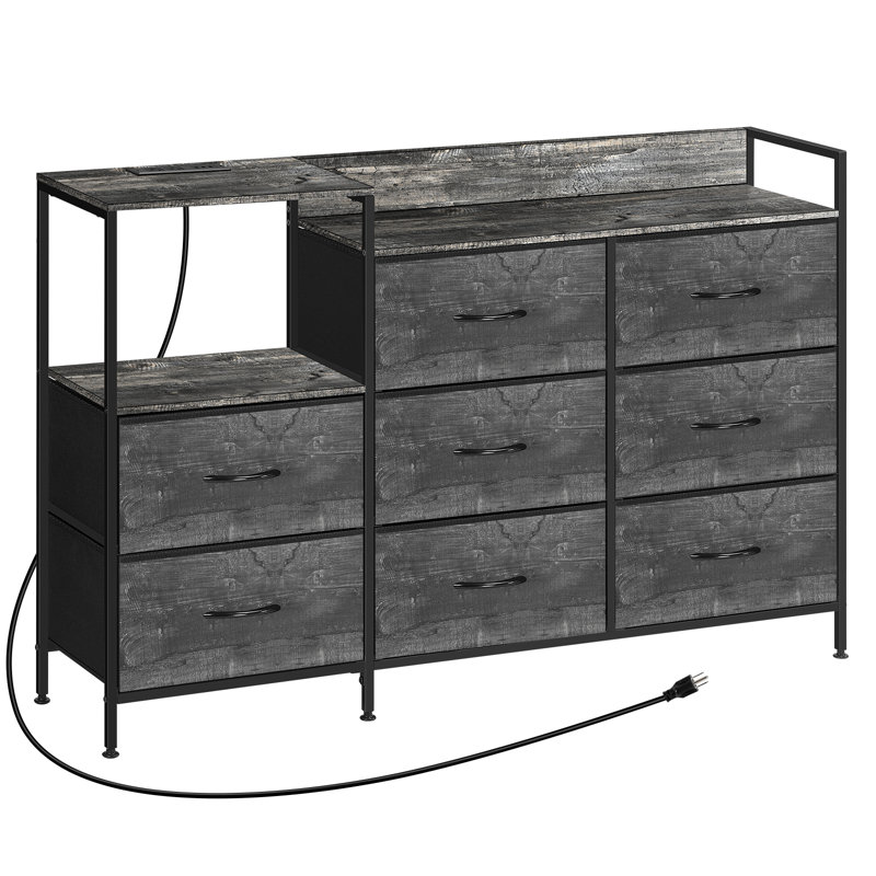 Crédence de rangement l 36,2 po Yilin, Gris / noir