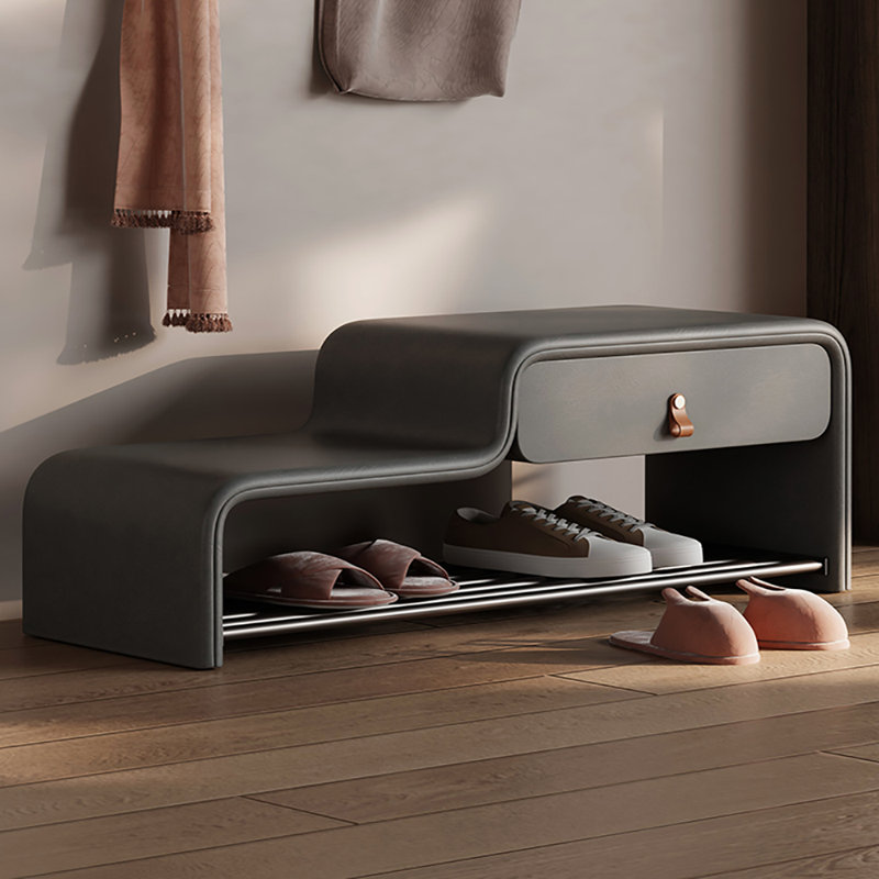 Banc à chaussures en cuir 47,2 po, Gris