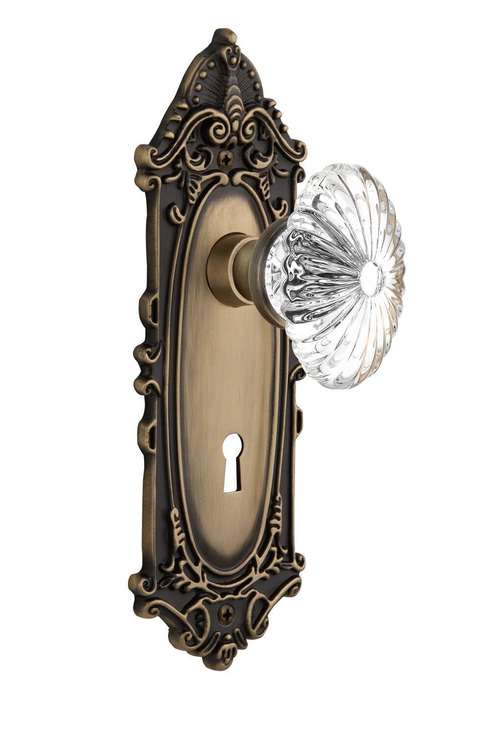 Nostalgic Warehouse Crystal Fluted Oval Single Dummy Door Knob with Keyhole  Victorian Long Plate Wayfair