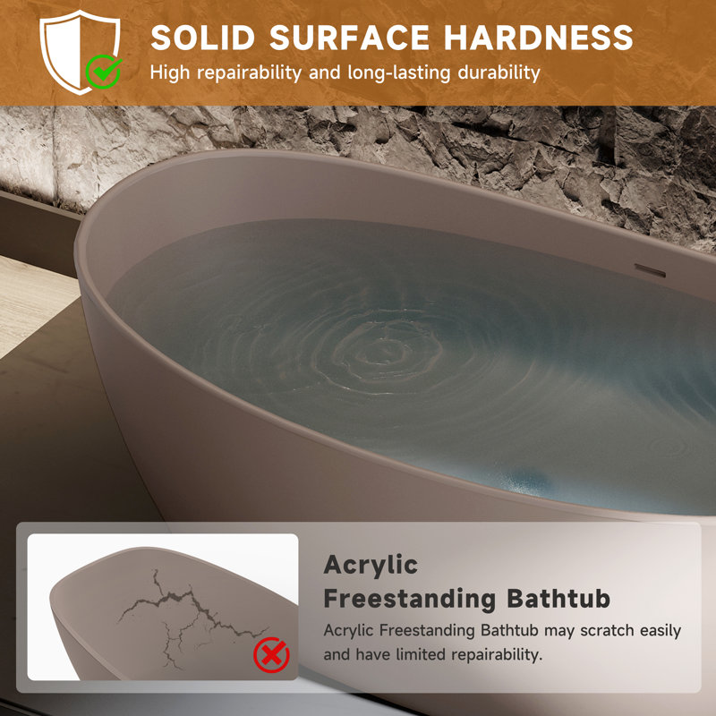 31.5 " W Freestanding Soaking Solid Surface Bathtub