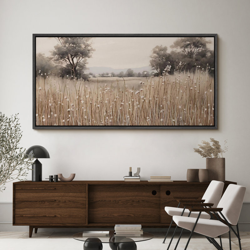 Paysage champêtre d'automne, H 30 po x l 60 po, Black