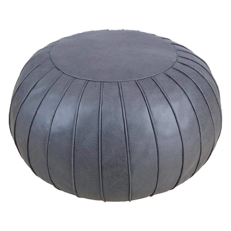 Cohill Upholstered Pouf, Deep Gray Faux Leather