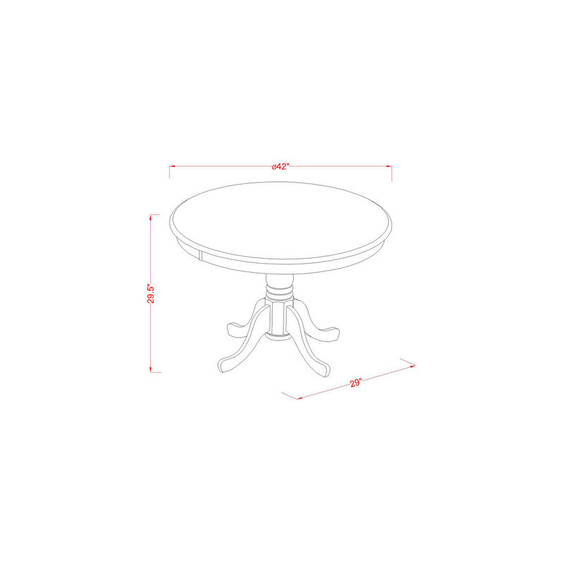 3 Piece Dining Room Furniture Set Contains a Round Dining Table with Pedestal and 2 Light Sable Linen Fabric Parsons Chairs, Mahogany