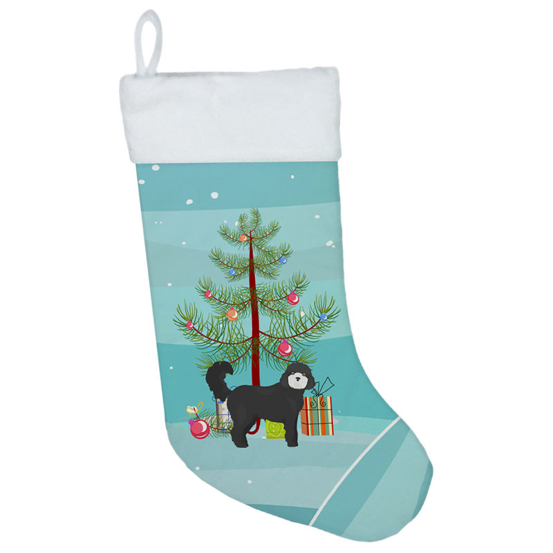 Chaussette de noël joyeux de noël, Cockapoo noir