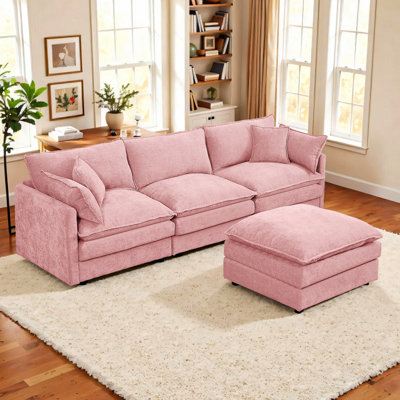 Canapé modulaire en L 110 po, canapé modulaire à 4 places, canapé modulaire à 4 places et canapé-lit en chenille Comfy Cloud