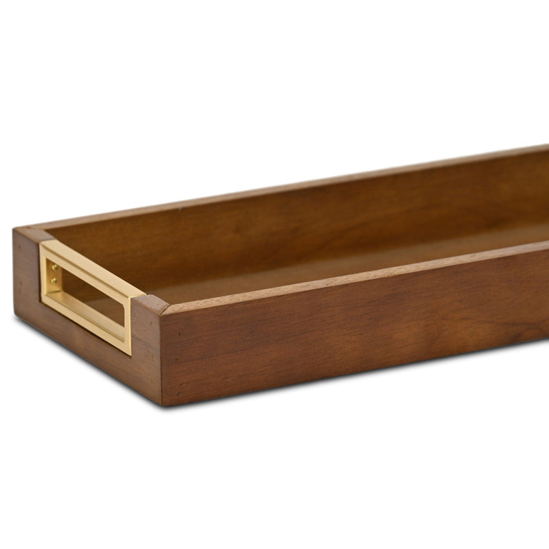 Nyssa Slim Rectangular Wood Decorative Tray, 24"W x 6.25"D x 1.75"H, Brown