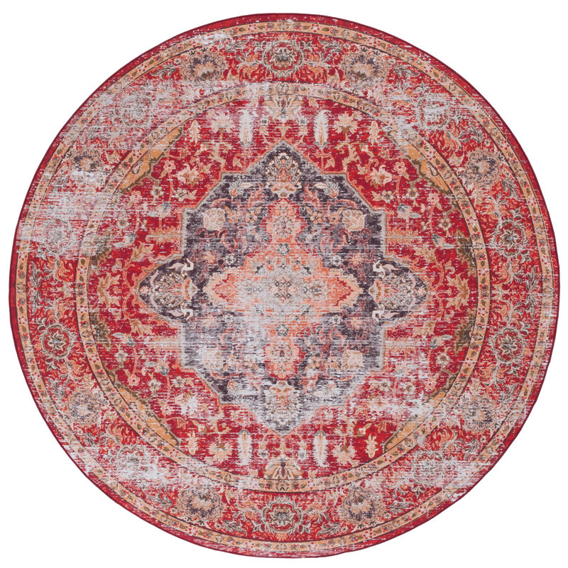 Pashen Performance Machine Washable Oriental Rug, Round 6'