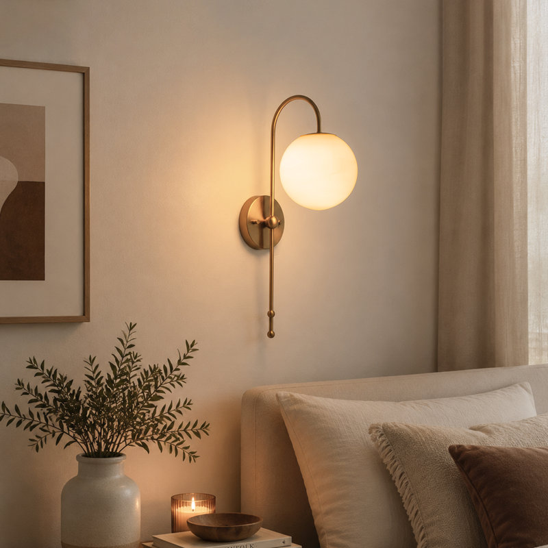 1-Light Mid-Century Modern Globe Wall Sconce