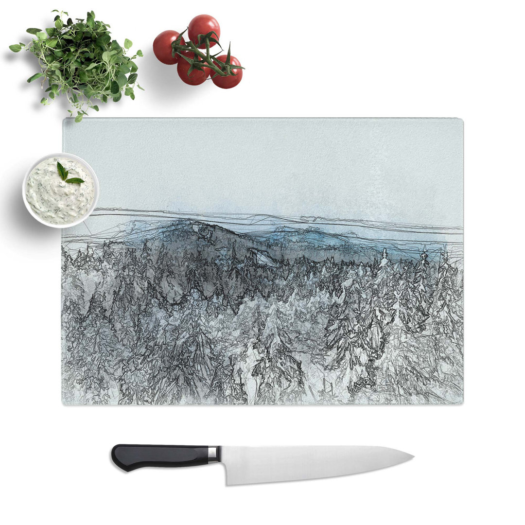Tempered Glass Winter Forest in Romania in Abstract Chopping Board