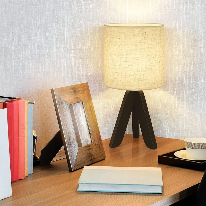 Lampe trépied Graycee, Lin, Noir
