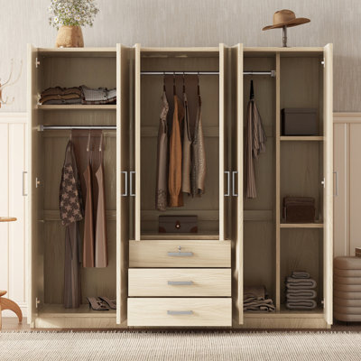 Spacious Wooden Wardrobe for Bedroom with Multiple Drawers and Stylish Design