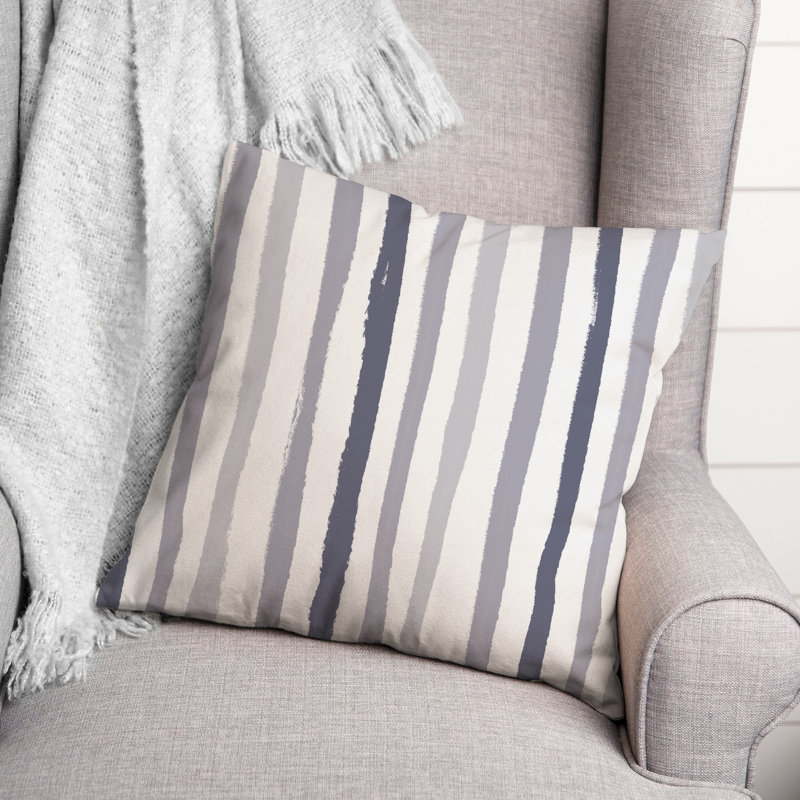 Striped Outdoor Throw Pillow, 20" x 20", Blue