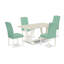 L'ensemble de mobilier de salle à manger 5 pièces comprend une table de salle à manger rectangulaire avec des pieds en V et 4 chaises Parsons en simili cuir pour étang, lin brossé blanc-128766351
