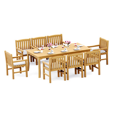 7 Pcs Grade-A Teak Wood Dining Set: 83" Rectangle Table And 6 Devon Arm Chairs #11DV1806