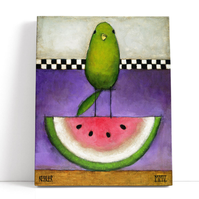 Watermelon Bird - reproduction d'art sur toile, H 40 po x l 32 po