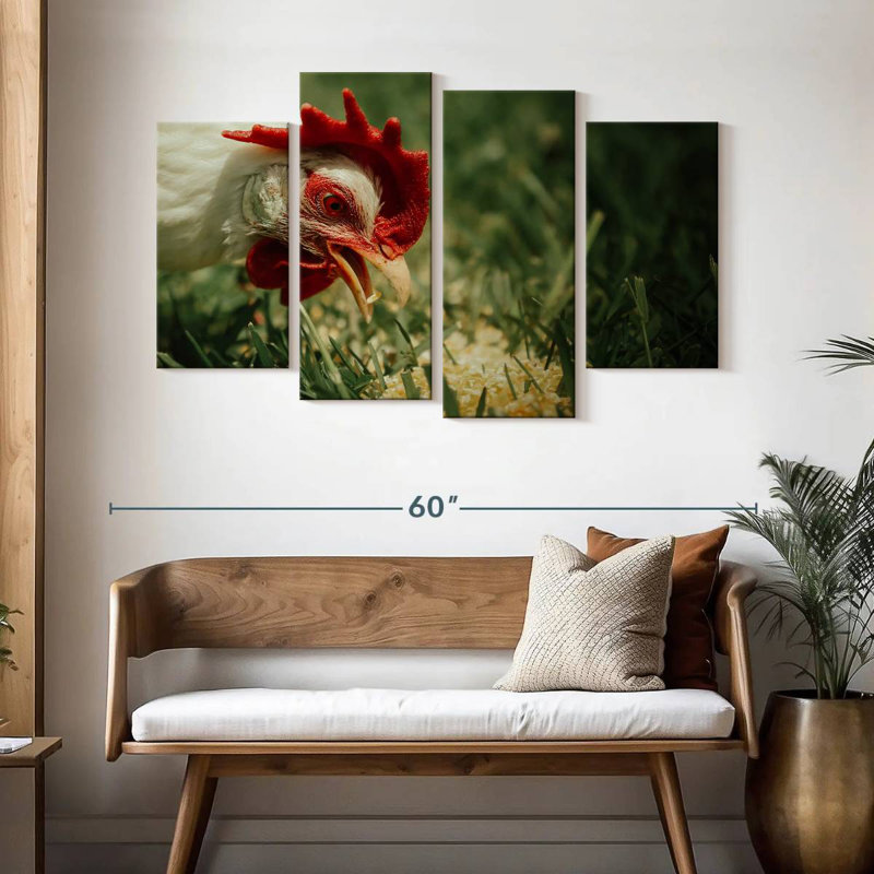 Brampt Chicken Eating Corn, 32"H x 52"W