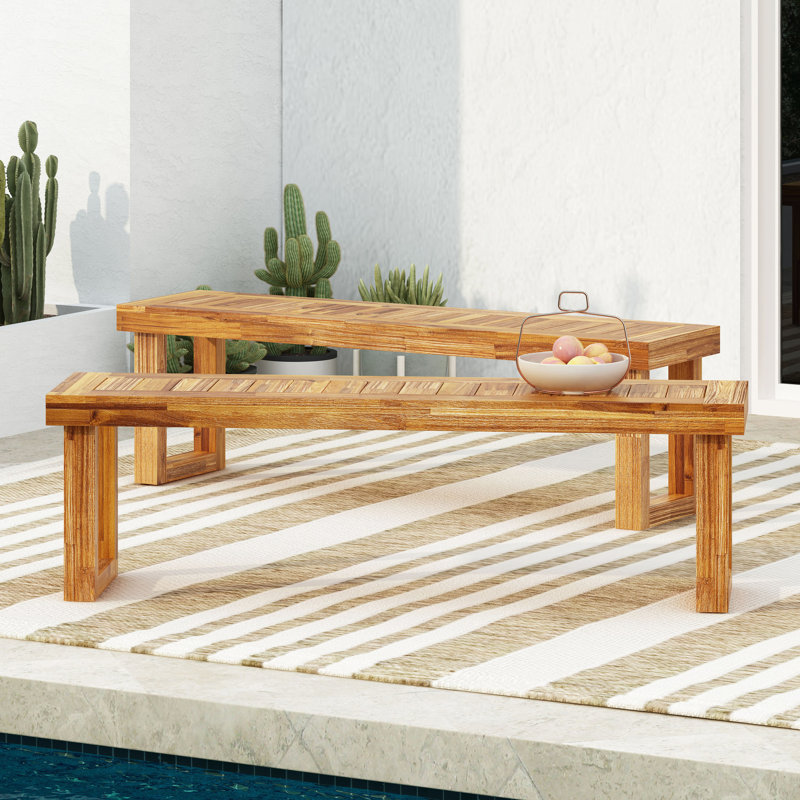 Bois naturel 2 - Résiste aux intempéries et 2 bancs naturels, protège des conditions