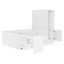 Lit double en bois blanc avec garde-robe et bureau de rangement à 6 tiroirs-776099902