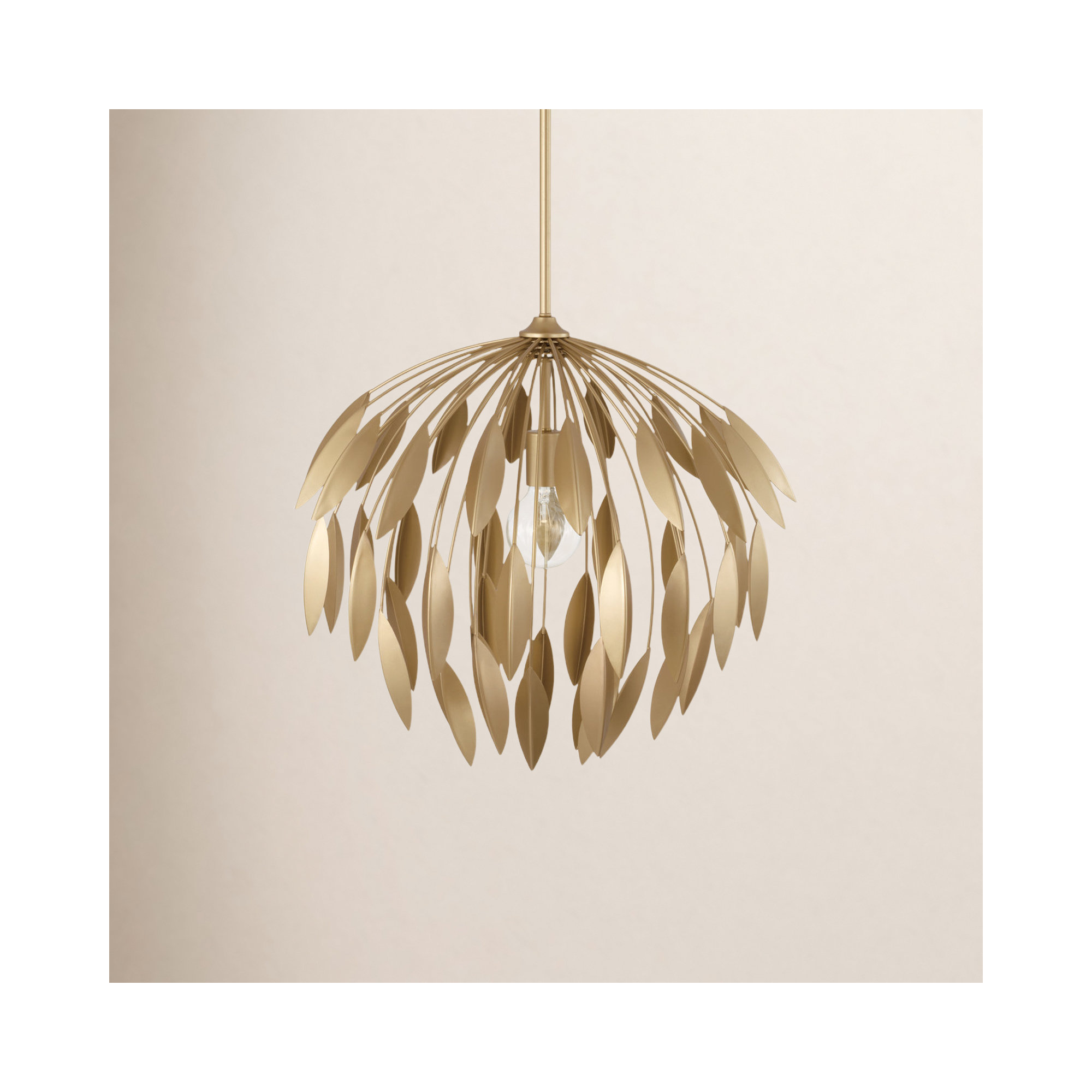 Single Light Dimmable Pendant, 68.75"H x 20"W x 20"D, Gold