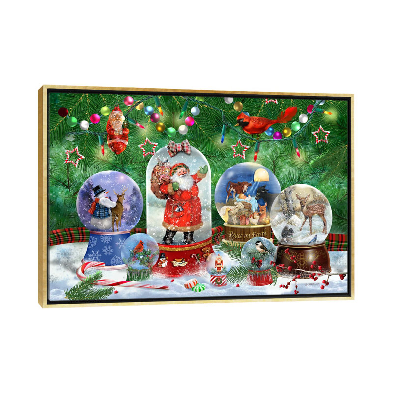 Magie de Noël I - reproduction d'art murale - toile encadrée, H 32 po x l 48 po, Impression encadrée sans passe-partout, Doré