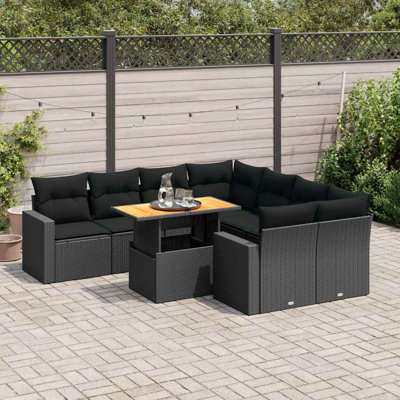  Ensemble de canapé de jardin noir