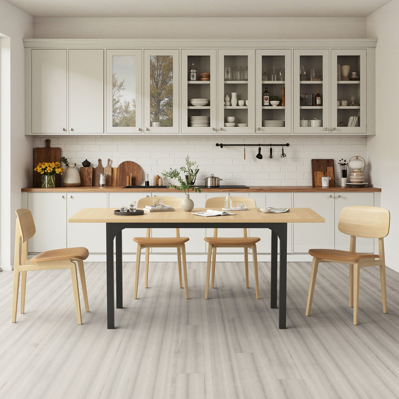 Ensemble de table de salle à manger extensible avec 2 chaises rembourrées, Jaune