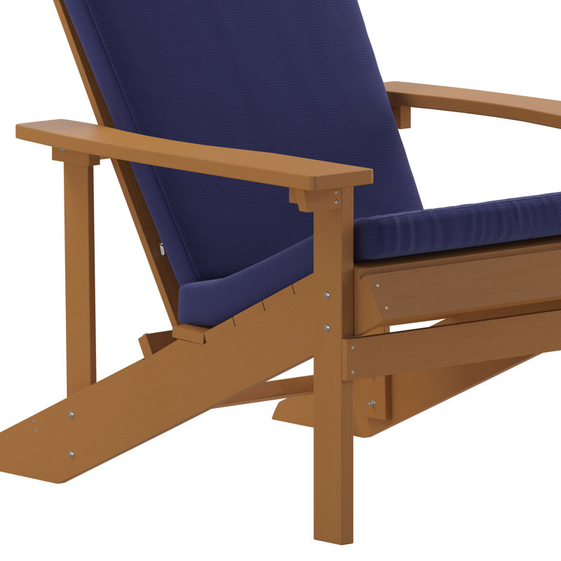 Chaises Adirondack en résine de polyuréthane avec coussins Rangins, Teck / bleu