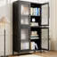 Armoire de rangement classique en métal avec 4 portes en verre et 4 tablettes avec armoire sur pied - Begonia