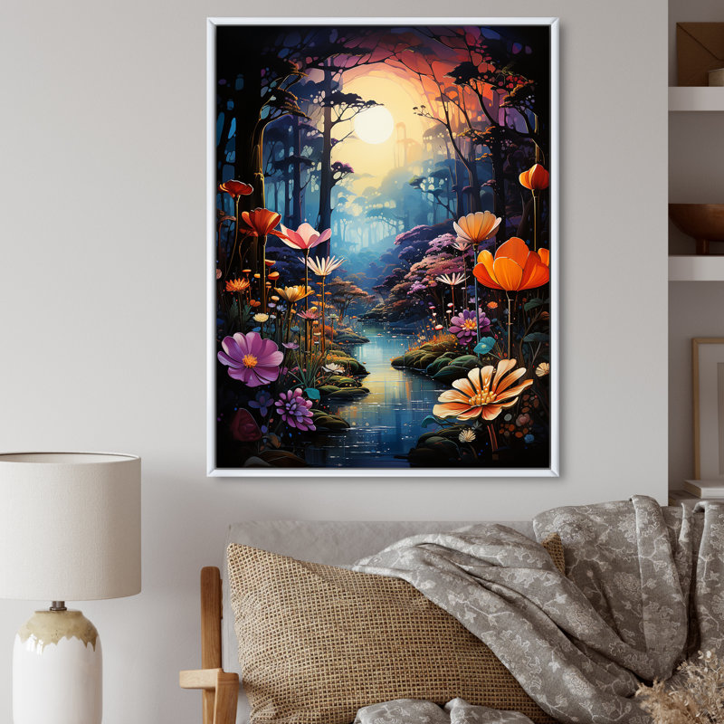 Chromatics Rainbow Forest - impression, H 32 po x l 16 po x P 1 po, Cadre flottant blanc