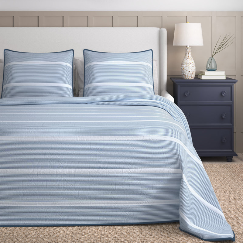 Ensemble de courtepointe Niari, Double / grand + 2 taies décoratives, Bleu