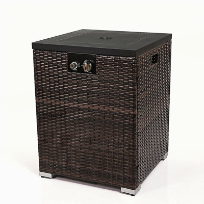 Wicker Fire Pit Column with Glass Windscreen