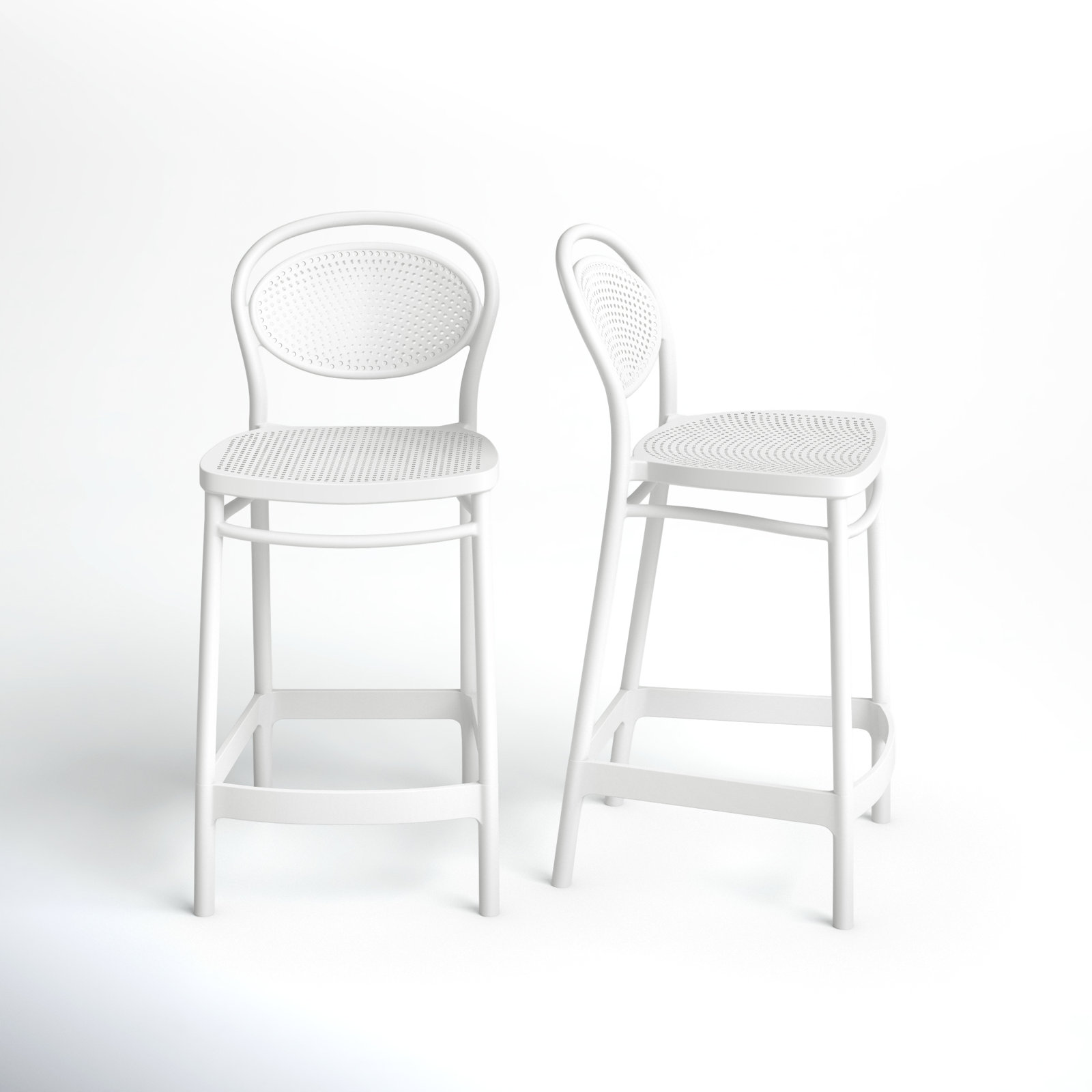 Farrah Outdoor Bar Stool, White, Counter Stool (25.6" Seat Height)