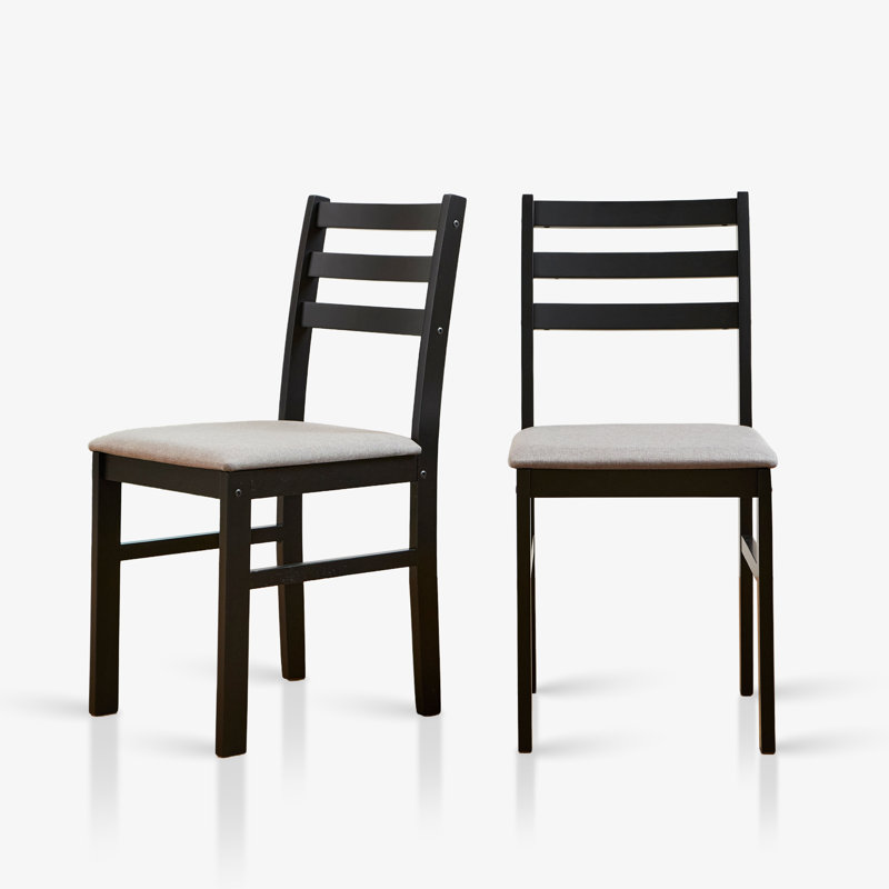 Modern Farmhouse Solid Wood Ladder Back Kitchen Dining Room Side Chair (Set Of 2), Black