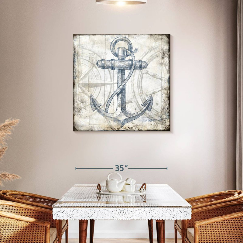 Aletra Anchor Wheel Wood Blocks, 36" H x 36" W