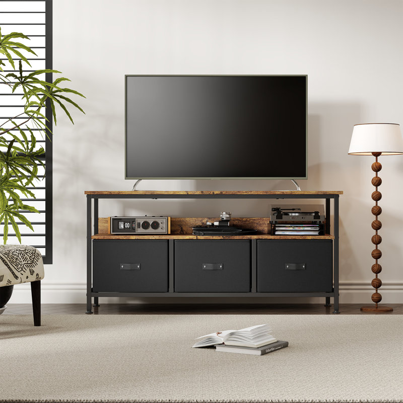 47" TV Stand Dresser with 3 Fabric Drawers Media TV Console for TVs up to 55", Brown