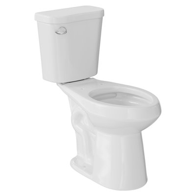 Elongated Two Piece Toilet 21 Inch Raised Seat Comfort Height Toilet Ceramic Construction with Excluded Lid Side Press Flush White