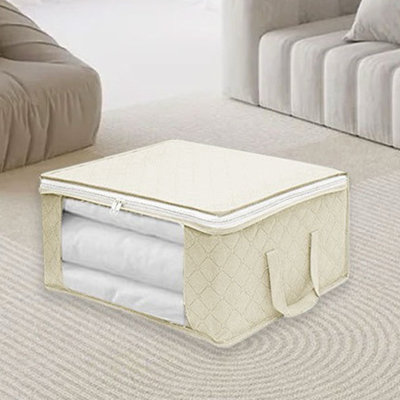 Foldable Clothing Storage Bag With Zip,non-woven Closet Organizers,under Bed Storage Box,14*8*6.4in