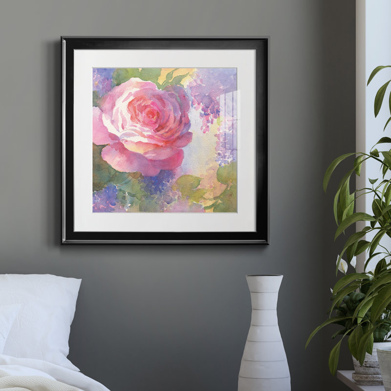 «Margot's Rose I» par J Paul, reproduction d'art sur papier encadrée, H 26,5 po x l 26,5 po x P 1,5 po, Papier encadré noir