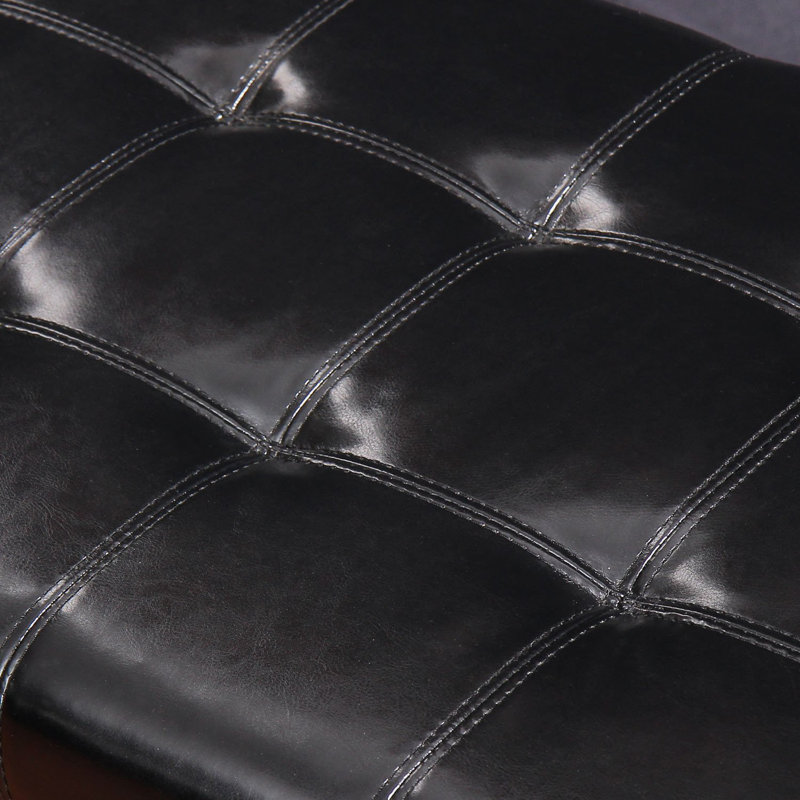 Black Tufted Faux Leather Storage Ottoman Bench
