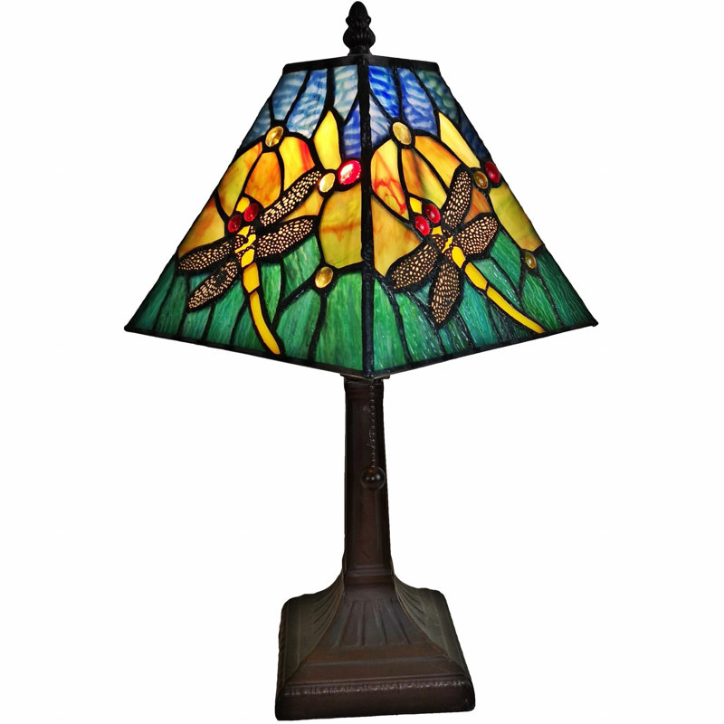 Lampe de table chandelier 15 po en métal brun foncé avec abat-jour empire vert