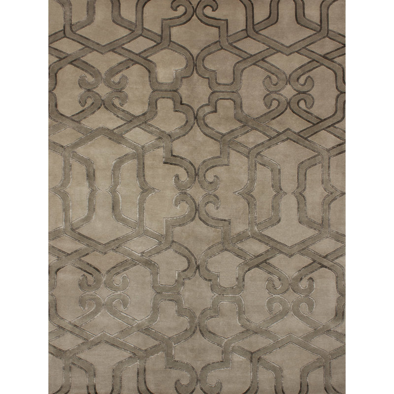 Geometric Area Rug in Dark Brown/Light Brown, Rectangle 6' x 9'