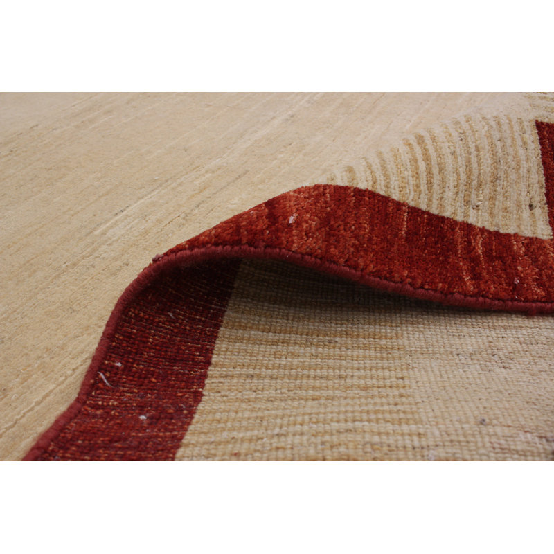 Tapis en laine crème/rouge 5 po x 6 pi 7 po à main one-of-kind-noué la 2010 Krusa