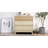 Natural Wood Nightstand With 3 Drawers And  Striped Surface-2004767832