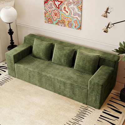 Modular Corduroy Sectional Sofa with Deep Seat Comfort