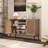 Storage Cabinet with 2 Hollow Doors and Three-Layer Shelves-418716227