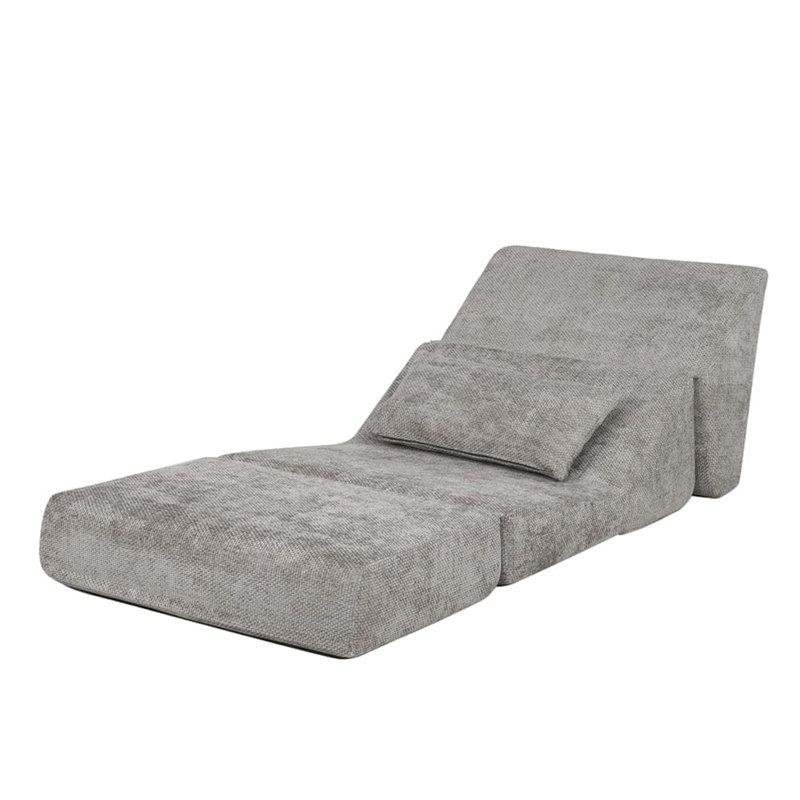 17 Stories Hugspacee Adjustable Headrest and Reclining Floor Game Chair, Light Grey