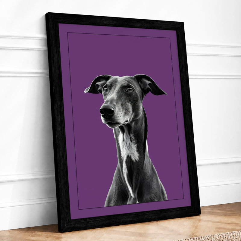 Elegant Greyhound Portrait Minimalist - Framed Print, Black, A3 - 42.0 x 29.7 cm